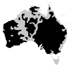 The Emu has been recorded in the black-coloured areas shown here.