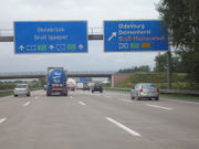 A German Autobahn overhead direction sign