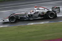 Kimi Rikknen drives his McLaren in anger during a practice session for the 2006 Australian Grand Prix.