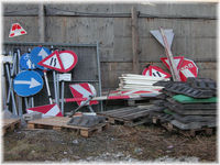 Temporary traffic signs usually used at building sites