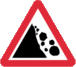 British "falling rocks" warning sign.