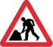 British sign warning of road works ahead.