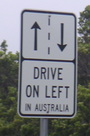 A sign on Australia's Great Ocean Road reminding foreign motorists to keep left