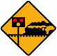 Level crossing signals with train passing