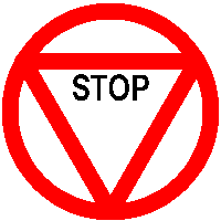 Former European stop sign consisting of red "Give Way" triangle inside a circle