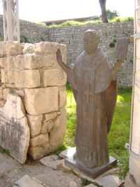 Russian-orthodox version of Saint Nicolas, now in a corner near the church.