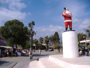 Noel Baba at the square in front of the church.