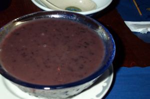 Pulut hitam served in a Malaysian restaurant