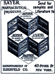 Advertisement for Acetylsalicylic acid, Heroin, Lycetol, Salophen