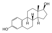 Estradiol. Note one hydroxyl group attached to the D ring. The 'di' refers both to this hydroxyl and the one on the A ring (leftmost).