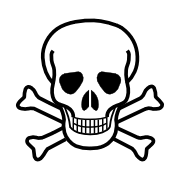 The skull and crossbones symbol traditionally used to label a poisonous substance.