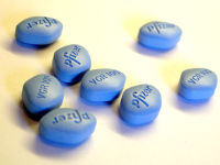 Viagra is available as blue pills with a characteristic shape