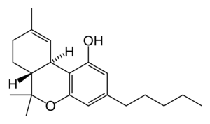 Chemical structure of tetrahydrocannabinol