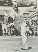 Jack Crawford, a great Australian player of the 1930s, hitting a forehand volley