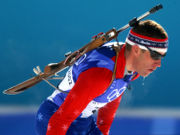 U.S. biathlete Jeremy Teela at the 2002 Winter Olympics.