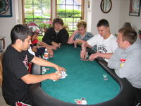 An amateur poker tournament in progress.