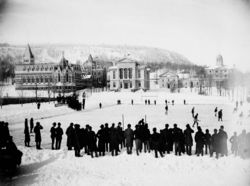 Ice hockey at McGill University, Montreal, 1884.