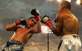 Professional boxing bout featuring Ricardo Dominguez (left) vs. Rafael Ortiz.