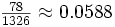 \begin{matrix} \frac{78}{1326} \approx 0.0588 \end{matrix}