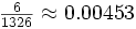 \begin{matrix} \frac{6}{1326} \approx 0.00453 \end{matrix}