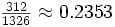 \begin{matrix} \frac{312}{1326} \approx 0.2353 \end{matrix}