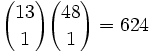 {13 \choose 1}{48 \choose 1} = 624