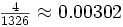 \begin{matrix} \frac{4}{1326} \approx 0.00302 \end{matrix}