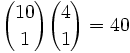 {10 \choose 1}{4 \choose 1} = 40