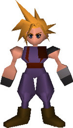 Cloud Strife in SD style, from the Playstation game Final Fantasy VII 