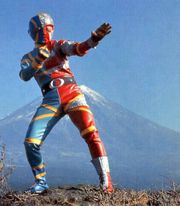 Screen shot from "Jinzo Ningen Kikaider", a Japanese Henshin show