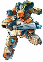 A Gear from Heavy Gear is a good example of small mecha bordering on powered armor.