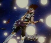 Screenshot from Macross 7 - the Macross series of animation are known for the incorporation of music into the narrative