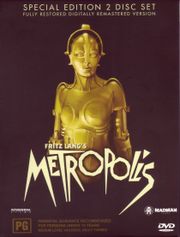 DVD Cover for Metropolis (1927), an influential science fiction movie from the silent film era