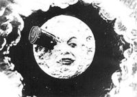 A shot from Georges Mlis' Le Voyage dans la Lune (A Trip to the Moon) (1902), an early narrative film.