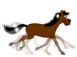 Onion skin of frame 7 of Image:Animhorse.gif showing previous 3 frames