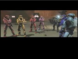 A scene from the popular machinima series Red vs Blue.