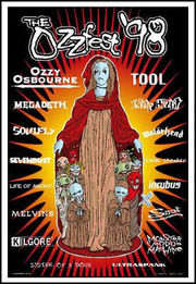 Ozzfest poster (1998). Ozzy Osbourne, Megadeth, System of a Down, Tool, Motrhead appeared among others.