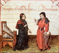 Composer Guillaume Dufay (left) and Gilles Binchois (right), Martin le Franc, "Champion des Dames"