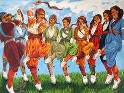 Kurdish dance in line formation