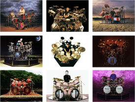 Neil Peart's various drum kits