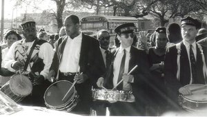 Drummers at the funeral of jazz legend Danny Barker 