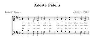 Sheet music is written representation of music. This is an arrangement of a traditional piece entitled Adeste Fideles.