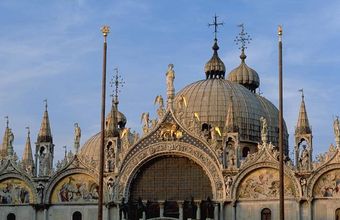 San Marco in the evening.  The spacious, resonant interior of this building was the inspiration for the development of this musical style.