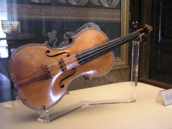 One of the violins in the Stradivarius collection of the Palacio Real, Madrid, Spain