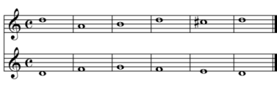 Short example of "First Species" counterpoint