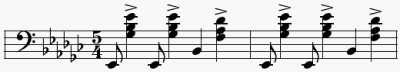 The piano intro to "Take Five", a jazz composition in 5/4, note that the rhythm suggests a 12312 division  Listen to this piece