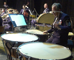 A timpanist in the United States Air Forces in Europe Band.